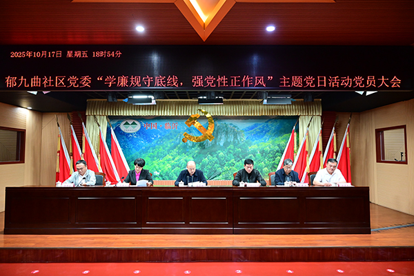 郁九曲社区党委开展“学廉规守底线，强党性正作风”主题党日活动